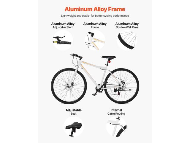 VEVOR Hybrid Bike, Lightweight Aluminum Frame Bike, 700c Wheel Men Women Hybrid Bicycle, Step-Over Adult Urban City Commuter Bikes, with 7 Speed,...