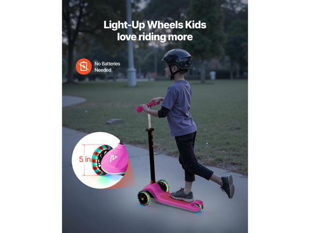 Kick Scooter for Kids Ages 3+, 3-Wheel Toddler Scooter with Light-Up Wheels, Adjustable Height Handlebar, Wide Anti-Slip Deck, Lightweight Aluminum...