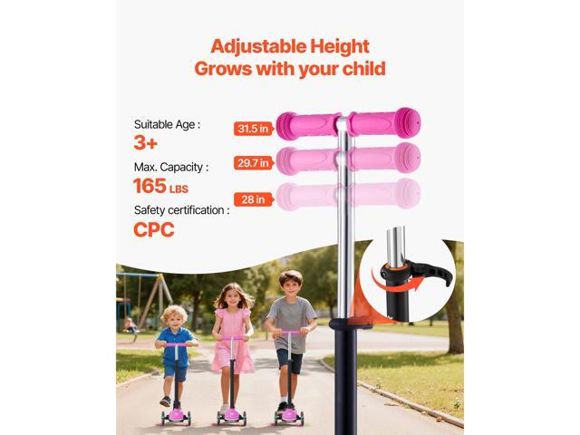 Kick Scooter for Kids Ages 3+, 3-Wheel Toddler Scooter with Light-Up Wheels, Adjustable Height Handlebar, Wide Anti-Slip Deck, Lightweight Aluminum...
