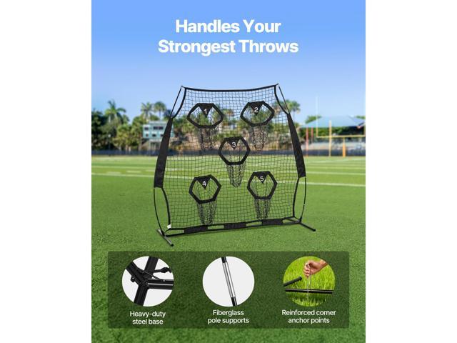 6 x 6 ft Football Trainer Throwing Net, Training Throwing Target Practice Net with 5 Target Pockets, Knotless Net Includes Straps and Portable...