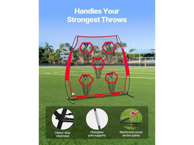 6 x 6 ft Football Trainer Throwing Net, Training Throwing Target Practice Net with 5 Target Pockets, Knotless Net Includes Straps and Portable...