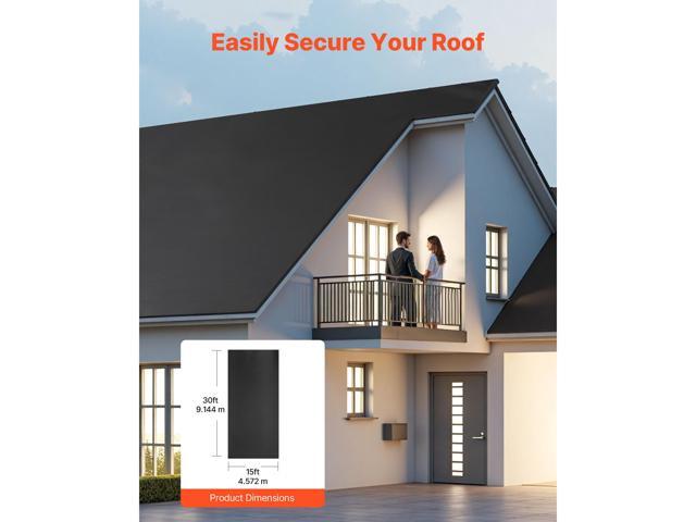 Roll Roofing, 15 x 30 ft, 45 mil EPDM Rubber Roofing, Long Lifespan & Weather-resistant, Withstands Harsh Temperatures, Flexible & Easy...