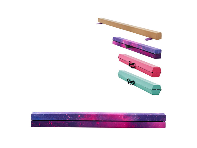 8FT Folding Balance Beam for Kids, 300LBS Stable Support Gymnastics Floor Beam with Non-Slip Mat, Wood-Core Gymnastics Training Equipment with...
