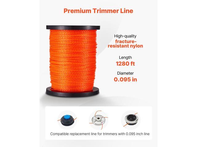 0.095 in 1280 ft String Trimmer Line, Orange Heavy Duty Weed Eater String, Premium Nylon Universal Replacement Trimmer Line Spool with Twisted...