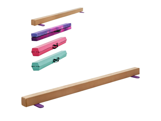 VEVOR 8FT Balance Beam for Kids, 350 LBS Stable Support Gymnastics Floor Beam with Non-Slip Wooden Mats, Wood-Core Gymnastics Training Equipment...