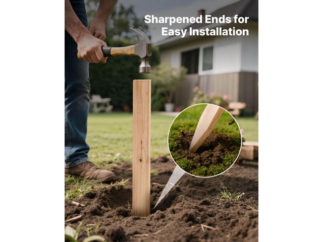 Wooden Garden Stakes, 25 Pcs 36 x 0.5 x1.5 in Survey Grading Stakes, Garden Ground Stake with Sharp Point, Fir Wood Plant Support Stake, Sign Posts...