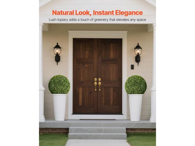Artificial Topiary Ball, 23 inch Faux Boxwood Plant Balls, Fake Silk Tree Look Real, Easy Assembly for Decor Front Porch Outdoor Patio Garden...