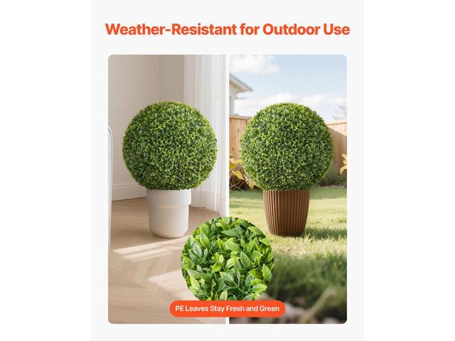 Artificial Topiary Ball, 23 inch Faux Boxwood Plant Balls, Fake Silk Tree Look Real, Easy Assembly for Decor Front Porch Outdoor Patio Garden...