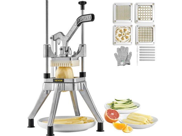 Commercial Chopper with 4 Replacement Blades Commercial Vegetable Chopper Stainless Steel French Fry Cutter Potato Dicer & Slicer Commercial...