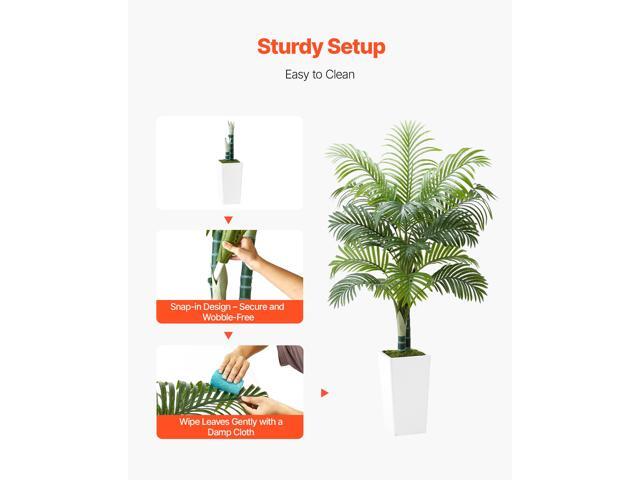 Artificial Areca Palm Tree 5 ft, Fake Palm Tropical Plants with White Tall Planter, Faux Floor Silk Plant in Pot, Large Trees for Home Office...