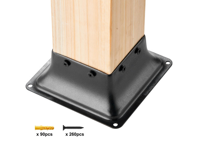 4x4 Post Base 20Pcs, Internal 3.6'x3.6' Heavy Duty Powder-Coated Steel Post Bracket Fit for Standard Wood Post Anchor, Decking Post Base for Deck...