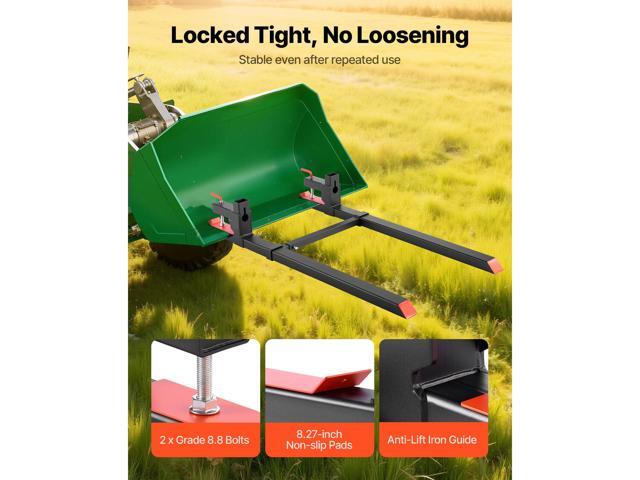 Pallet Forks, 2000 lbs Clamp on Pallet Forks, 60-Inch Total Length Heavy-Duty Tractor Fork with Adjustable Stabilizer Bar for Tractor Attachments,...