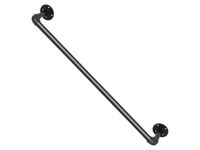 Pipe Stair Handrail, 2FT Staircase Handrail, 440LBS Load Capacity Carbon Steel Pipe Handrail, Industrial Pipe Handrail with Wall Mount Support,...