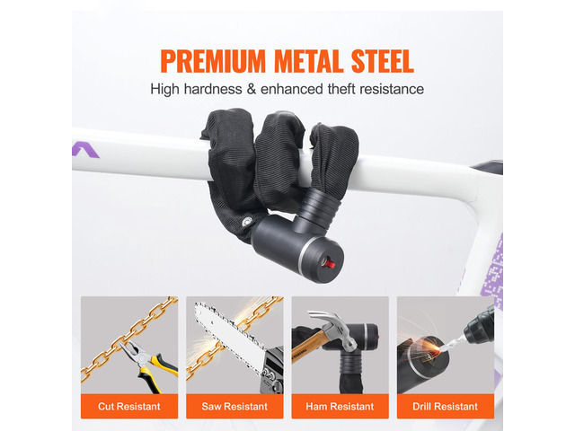 VEVOR Bike Chain Lock, 3.94 Ft Combination Bicycle Chain Lock with 3 Keys, Heavy Duty Anti-Theft High Security Bike Locks, Perfect for Bike,...