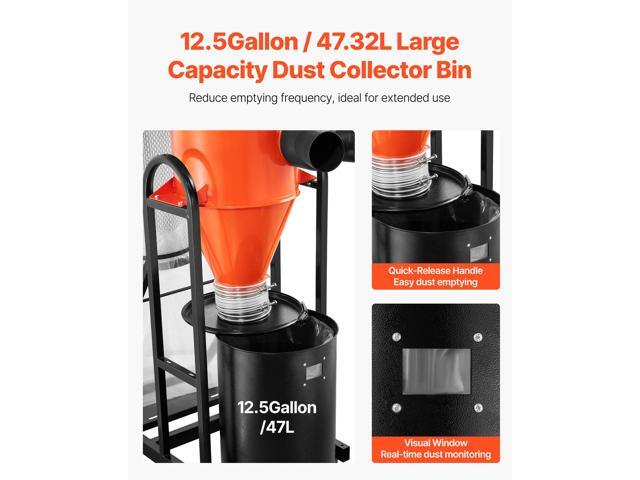 Dust Collector, 763 CFM 1 Micron Cyclone Dust Collector, 1.5HP Dusts Collection System with 12.5-Gallon Dust Collector Bag & Base Stand, Smart...