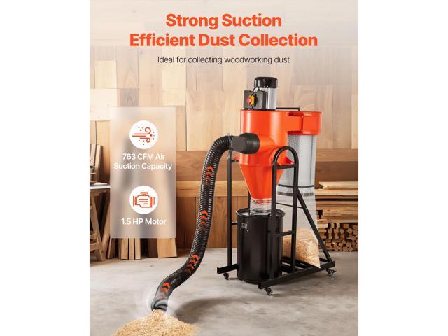 Dust Collector, 763 CFM 1 Micron Cyclone Dust Collector, 1.5HP Dusts Collection System with 12.5-Gallon Dust Collector Bag & Base Stand, Smart...