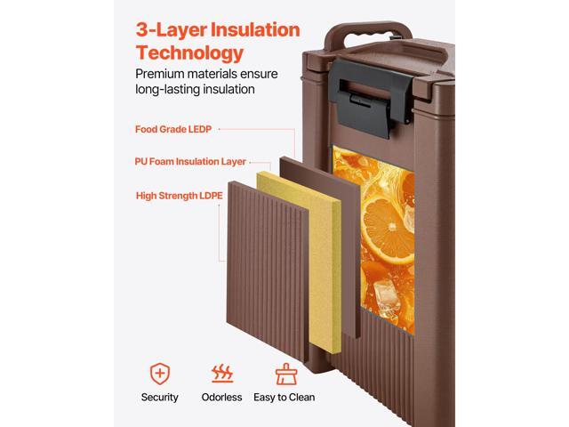 Insulated Beverage Dispenser, 5 Gal/19L Hot and Cold Beverage Server with Spigot & Handle, Food-Grade Thermal Drink Dispenser Cooler for Tea Coffee...