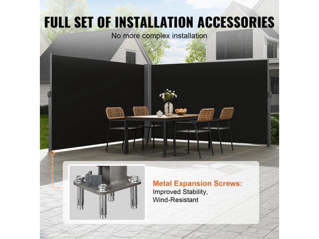 Retractable Side Awning, 71''x 236'' Aluminum Outdoor Privacy Screen, 280g Polyester Water-proof Retractable Patio Screen, UV 30+ Room Divider Wind...