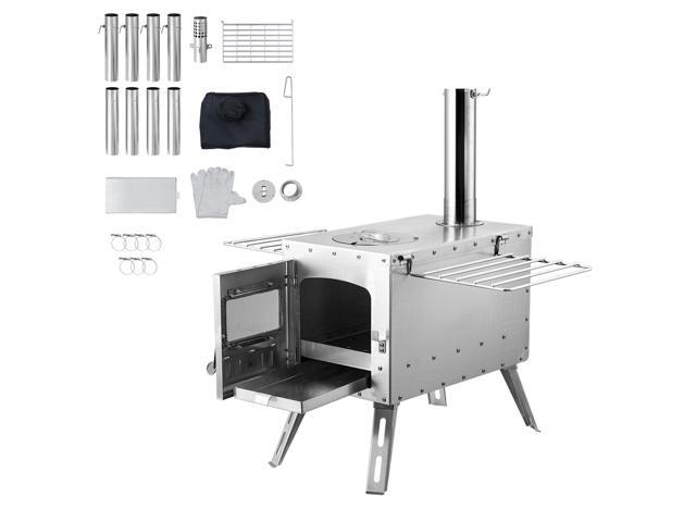 VEVOR Wood Stove, 86 inch, Stainless Steel Camping Tent Stove, Portable Wood Burning Stove with Chimney Pipes & Gloves, 3000in³Firebox Hot Tent...