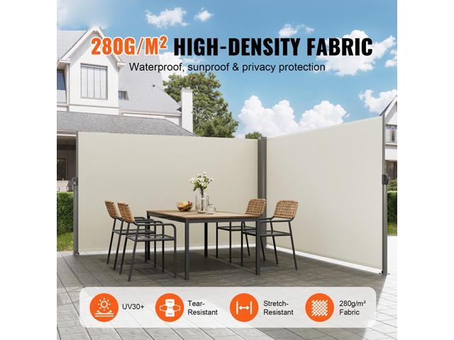 Retractable Side Awning, 71''x 236'' Aluminum Outdoor Privacy Screen, 280g Polyester Water-proof Retractable Patio Screen, UV 30+ Room Divider Wind...