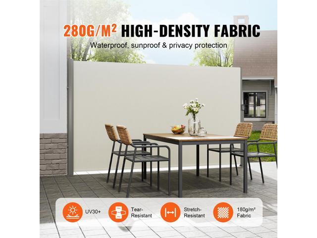 Retractable Side Awning, 71''x 118'' Aluminum Outdoor Privacy Screen, 280g Polyester Water-proof Retractable Patio Screen, UV 30+ Room Divider Wind...