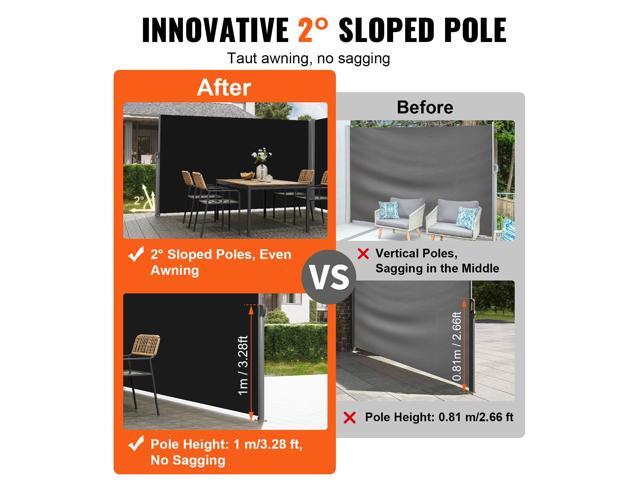 Retractable Side Awning, 71''x 236'' Aluminum Outdoor Privacy Screen, 280g Polyester Water-proof Retractable Patio Screen, UV 30+ Room Divider Wind...
