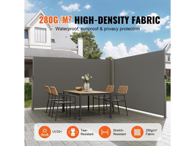 Retractable Side Awning, 71''x 236'' Aluminum Outdoor Privacy Screen, 280g Polyester Water-proof Retractable Patio Screen, UV 30+ Room Divider Wind...