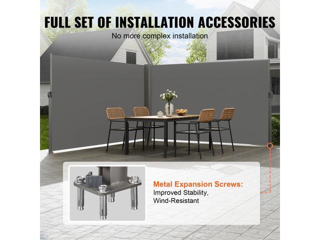 Retractable Side Awning, 71''x 236'' Aluminum Outdoor Privacy Screen, 280g Polyester Water-proof Retractable Patio Screen, UV 30+ Room Divider Wind...