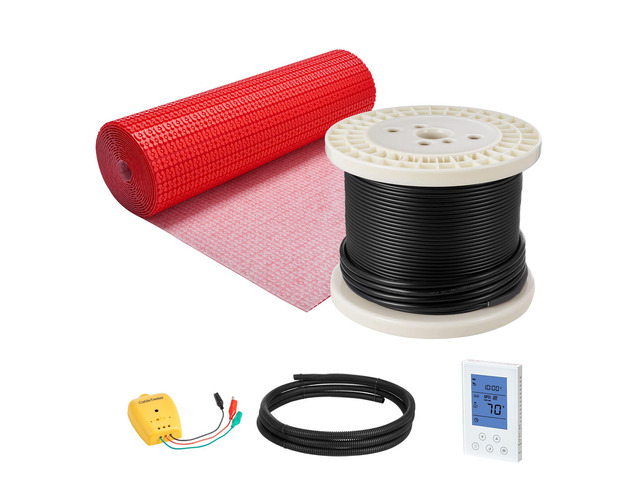 100 sqft Floor Heating Mat System, 120V Electric Radiant Heated Floor System, with Decoupling Membrane & Smart Control Thermostat & Alarm, Easy...