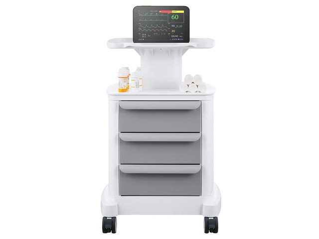 VEVOR 4 Tiers Lab Carts Mobile Medical Cart with 3 Drawers & 1 Top Tray White, Trolley Storage Cart with ABS Material, Lab Rolling Cart with 4...