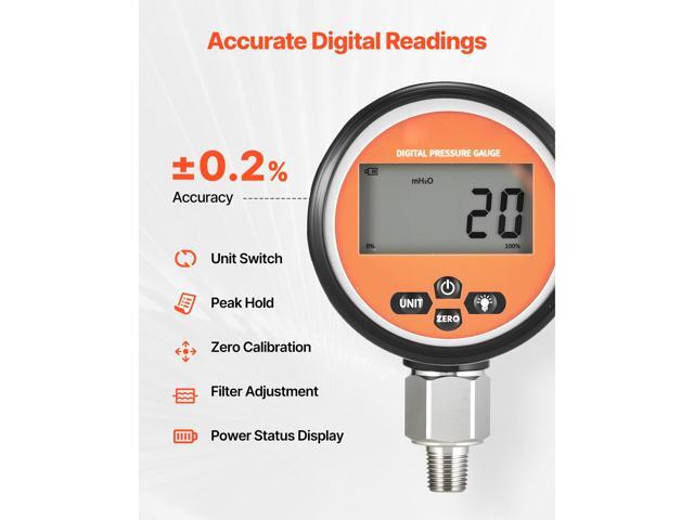 Digital Hydraulic Pressure Gauge, 0-10000 PSI (0-700 Bar) Hydraulic Pressure Sensor, Manometer Tester with 1/4 inch NPT Base Entry for Excavator...