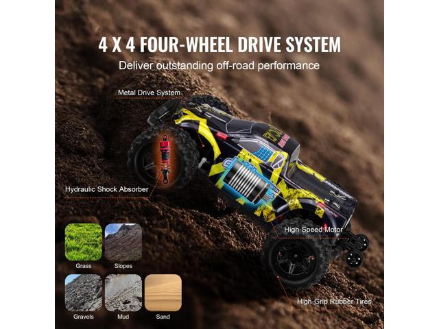 Remote Control Car, 1:18 Scale RC Car for Kids, All Terrain 4WD Off-Road Truck with 45° Wheelie & Adjustable Speed, 45 km/h High-Speed Hobby RC...