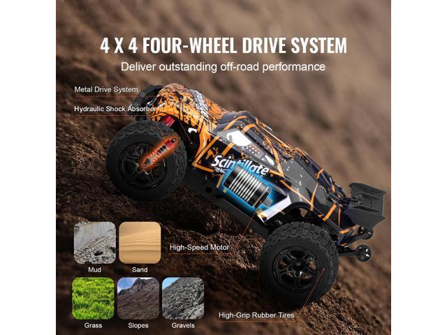 Remote Control Car, 1:10 Scale RC Car for Kids, All Terrain 4WD Off-Road Truck with 45° Wheelie & Adjustable Speed, 50 km/h High-Speed Hobby RC...