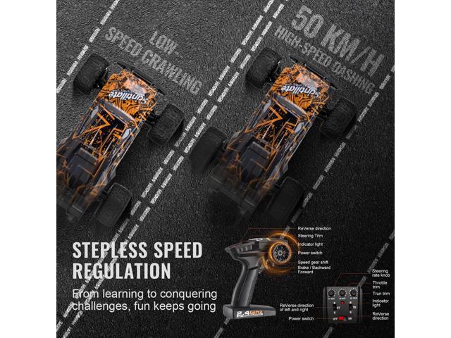 Remote Control Car, 1:10 Scale RC Car for Kids, All Terrain 4WD Off-Road Truck with 45° Wheelie & Adjustable Speed, 50 km/h High-Speed Hobby RC...