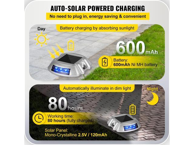 Driveway Lights 16-Pack, Solar Driveway Lights with Switch Button, Solar Deck Lights Waterproof, Wireless Dock Lights 6 LEDs for Path Warning...