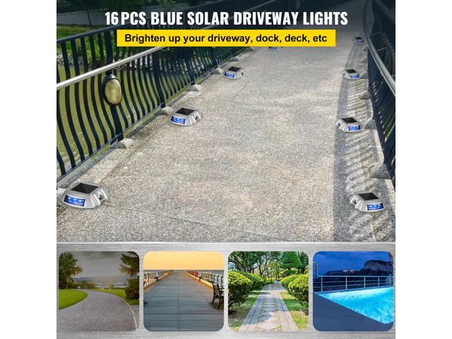 Driveway Lights 16-Pack, Solar Driveway Lights with Switch Button, Solar Deck Lights Waterproof, Wireless Dock Lights 6 LEDs for Path Warning...