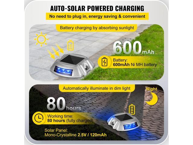 Driveway Lights 24-Pack, Solar Driveway Lights with Switch Button, Solar Deck Lights Waterproof, Wireless Dock Lights 6 LEDs for Path Warning...