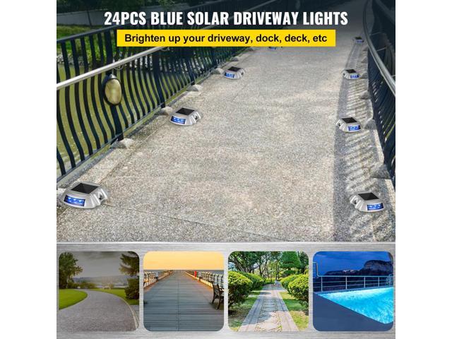 Driveway Lights 24-Pack, Solar Driveway Lights with Switch Button, Solar Deck Lights Waterproof, Wireless Dock Lights 6 LEDs for Path Warning...