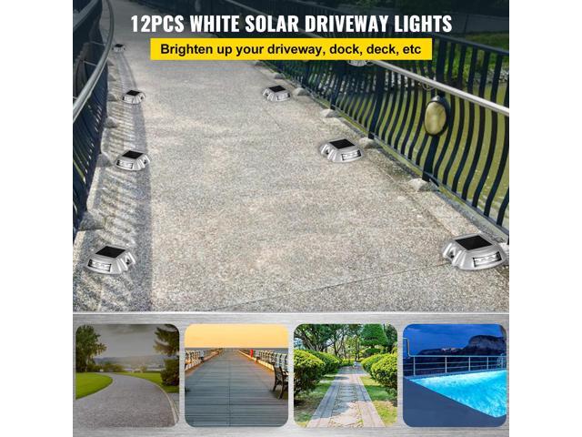 Solar Pathway Lights, 12-Pack, White, Includes Screws, Weatherproof Outdoor Deck Lights, 6 LED, Ideal for Garden Paths, Walkways, Driveways & Steps