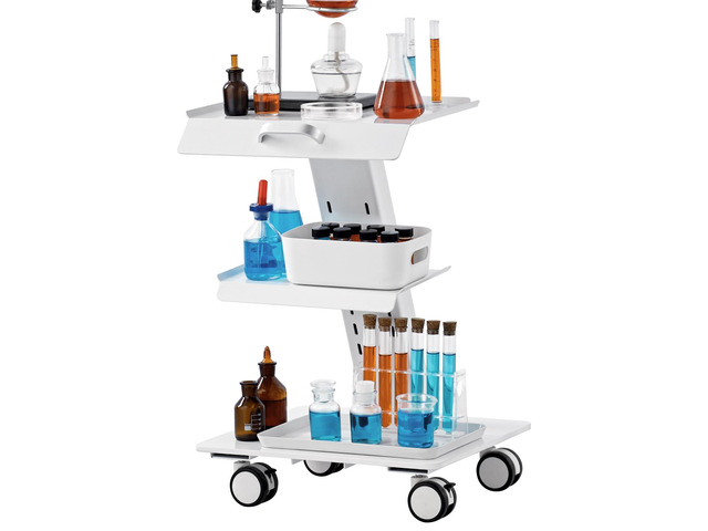 Lab Trolley, 3-Layer Rolling Lab Cart, Metal Mobile Trolley with Swivel Wheels, Tray Rolling Clinic Cart 220 lbs Weight Capacity, for Lab, Clinic,...