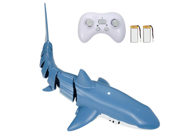 Remote Control Shark Toy, 2.4GHz High Simulation Shark RC Boat for Swimming Pool Bathroom, Electric RC Shark Fish Toy with 2 Batteries, Light &...