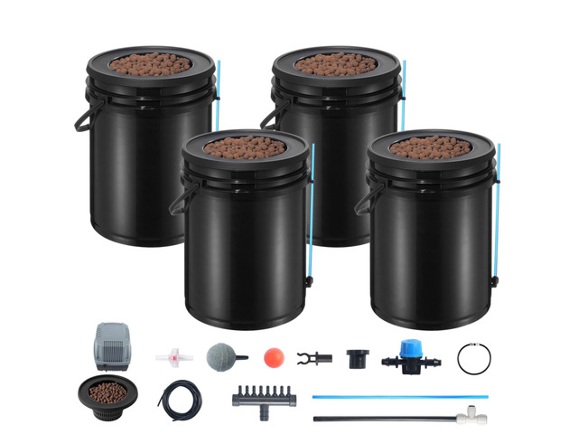 DWC Hydroponics Grow System, Hydroponic Growing System with Top Drip Kit, Deep Water Culture 5-Gallon 4 Buckets, with Air Pump, Air Stones and...