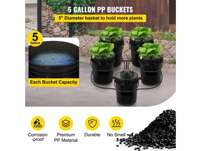 DWC Hydroponic System, 5 Gallon 5 Buckets, Deep Water Culture Growing Bucket, Hydroponics Grow Kit with Pump, Air Stone and Connected Reservoir,...