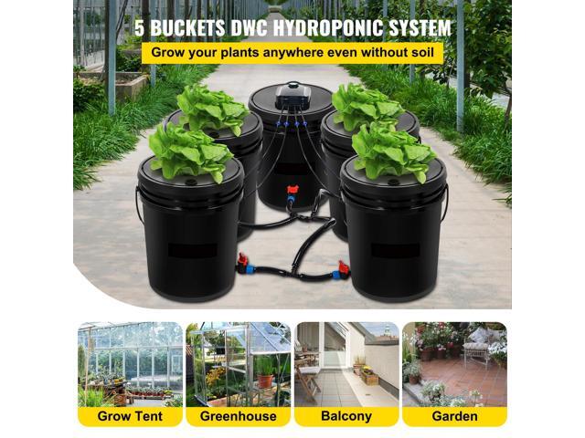 DWC Hydroponic System, 5 Gallon 5 Buckets, Deep Water Culture Growing Bucket, Hydroponics Grow Kit with Pump, Air Stone and Connected Reservoir,...