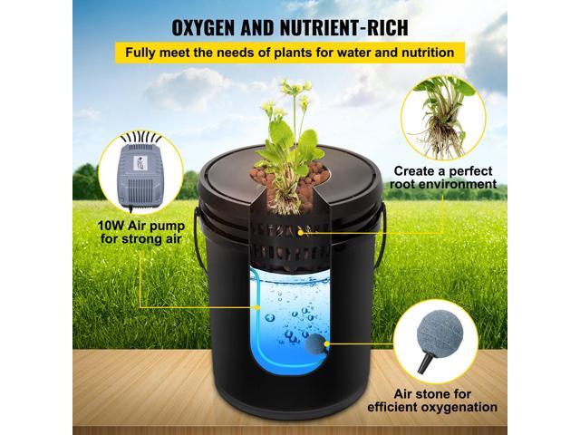 DWC Hydroponic System, 5 Gallon 5 Buckets, Deep Water Culture Growing Bucket, Hydroponics Grow Kit with Pump, Air Stone and Connected Reservoir,...
