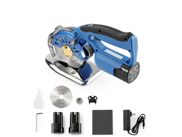 Fabric Cutter, 5-Speed Cordless Electric Rotary Fabric Cutting Machine, 1.1' Cutting Thickness, Octagonal Knife, with Replacement Blade and Battery...