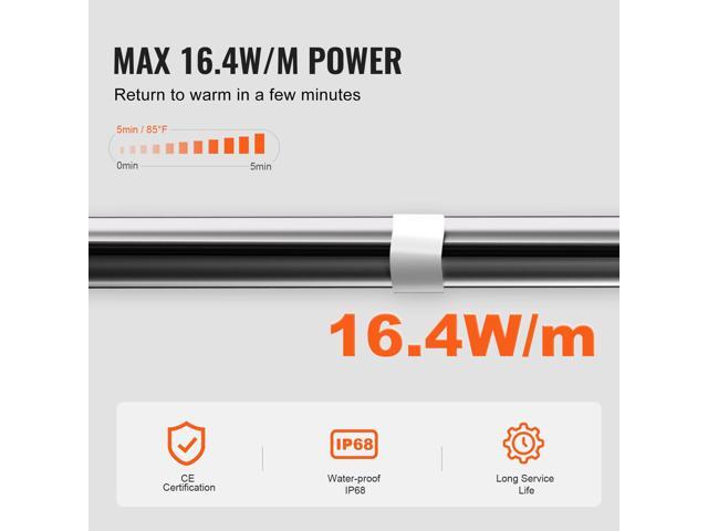 Self-Regulating Pipe Heating Cable, 12FT 5W/FT Heat Tape for Pipes Freeze Protection, Water Pipe Heat Cable with Built-in Thermostat Protects PVC...