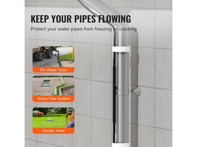 Self-Regulating Pipe Heating Cable, 12FT 5W/FT Heat Tape for Pipes Freeze Protection, Water Pipe Heat Cable with Built-in Thermostat Protects PVC...