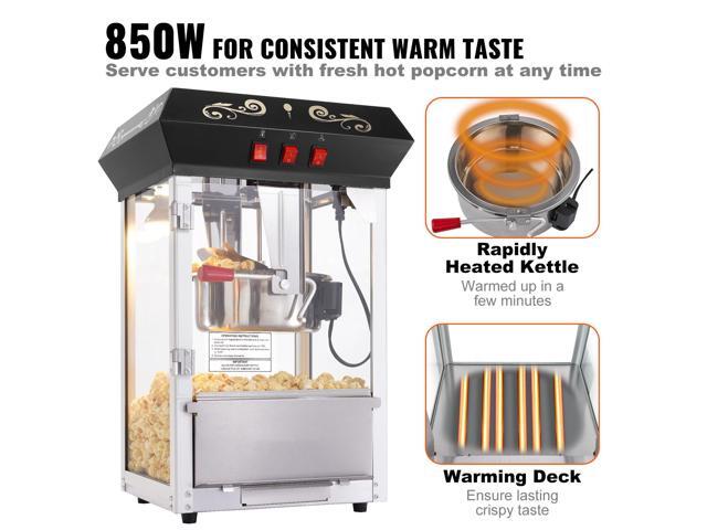 Popcorn Maker, 850W Popcorn Popper Machine, 8 Oz Kettle Makes 48 Cups per Batch, Countertop Popcorn Maker with Tempered Glass, Includes 4 Scoops,...