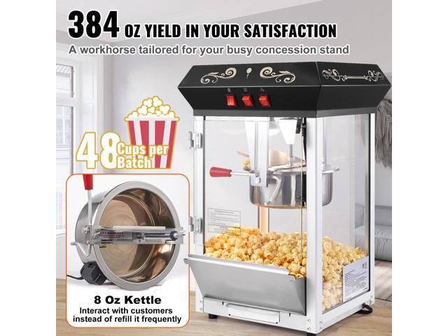 Popcorn Maker, 850W Popcorn Popper Machine, 8 Oz Kettle Makes 48 Cups per Batch, Countertop Popcorn Maker with Tempered Glass, Includes 4 Scoops,...